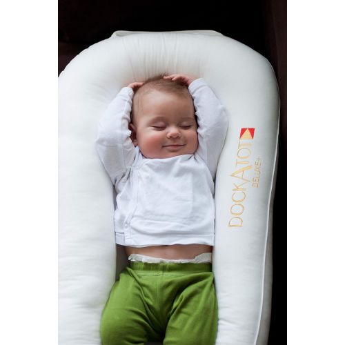  DockATot Deluxe+ Dock (Pristine White) - The All in One Baby Lounger - Perfect for Co Sleeping - Suitable from 0-8 Months (Pristine White)