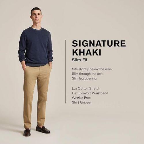  Dockers mens Slim Fit Signature Khaki Lux Cotton Stretch Pants