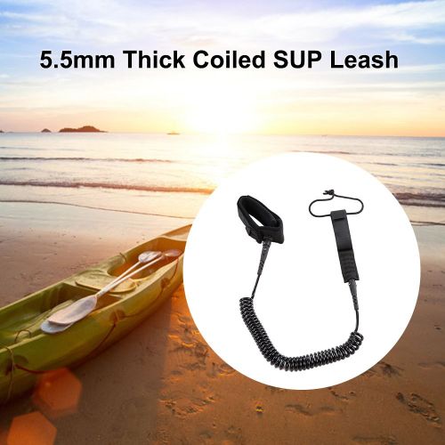  Docooler 5.5mm Thick Coiled SUP Leash Cord Body Board Bodyboarding Ankle Leash for Paddleboard Surfboard