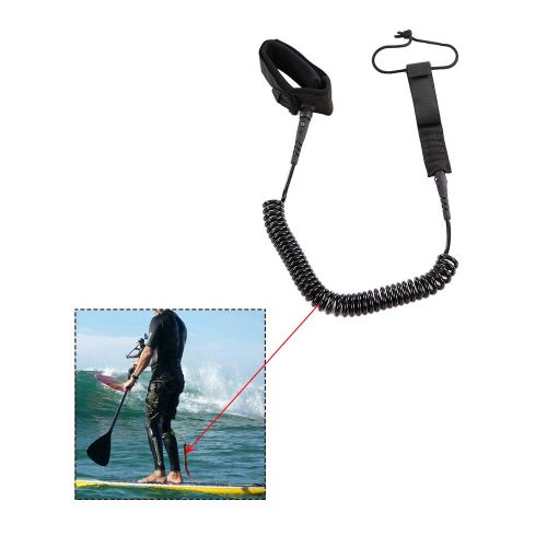  Docooler 5.5mm Thick Coiled SUP Leash Cord Body Board Bodyboarding Ankle Leash for Paddleboard Surfboard