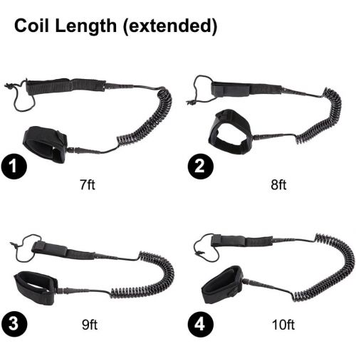  Docooler 5.5mm Thick Coiled SUP Leash Cord Body Board Bodyboarding Ankle Leash for Paddleboard Surfboard