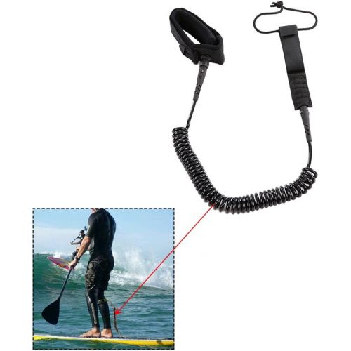  Docooler 5.5mm Thick Coiled SUP Leash Cord Body Board Bodyboarding Ankle Leash for Paddleboard Surfboard