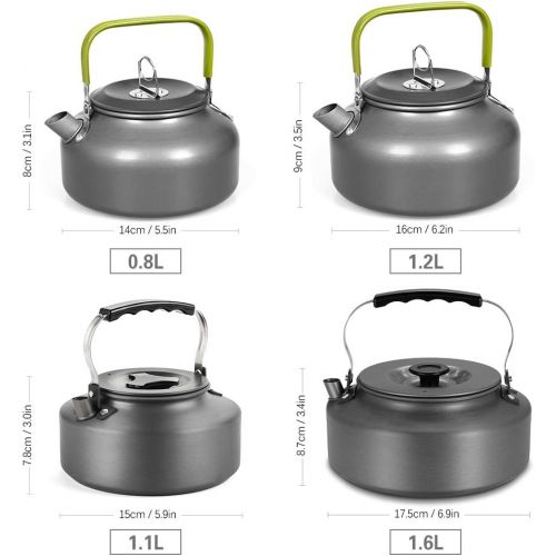  Docooler Camping Kettle - 1.1L & 1.6L Portable Ultra-Light Outdoor Hiking Camping Picnic Water Kettle, Teapot, Coffee Pot - Compact, Quick-Heat & Anti-scalding (0.8L)