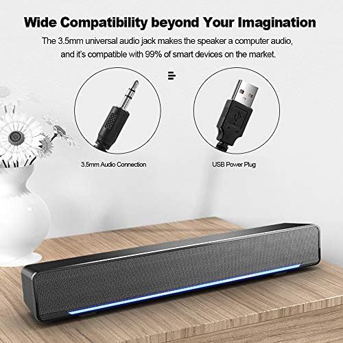  Docooler Mini Speaker, Portable USB Soundbar Home Theater Stereo Subwoofer Powerful Music Player with 3.5mm Audio Plug for PC Laptop TV MP3 MP4