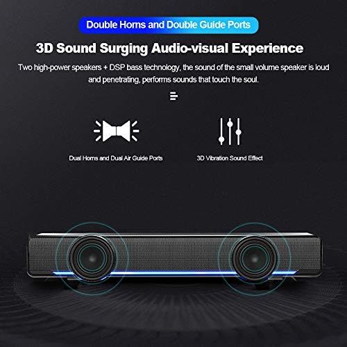  Docooler Mini Speaker, Portable USB Soundbar Home Theater Stereo Subwoofer Powerful Music Player with 3.5mm Audio Plug for PC Laptop TV MP3 MP4