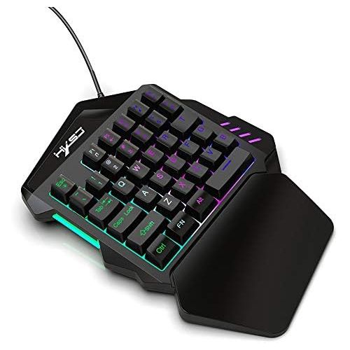  [아마존베스트]Docooler HXSJ J50 Gaming Keyboard Mouse Set One-Handed Keyboard with 35 Keys LED Backlight Wired Gaming Mouse