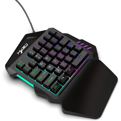  [아마존베스트]Docooler HXSJ J50 Gaming Keyboard Mouse Set One-Handed Keyboard with 35 Keys LED Backlight Wired Gaming Mouse