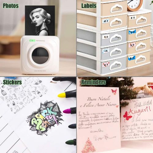  [아마존베스트]Docooler PAPERANG Mini Thermal Printer Bluetooth 4.0 for Pictures/Photos/Labels/Messages/Record Lists/Website Printing, with USB Cable Wireless Phone Connection, Compatible with Android iOS