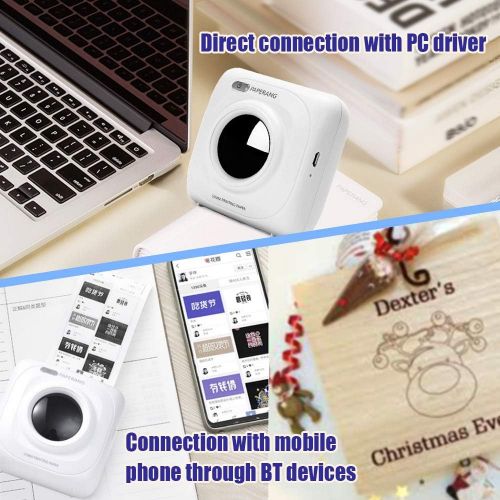  [아마존베스트]Docooler PAPERANG Mini Thermal Printer Bluetooth 4.0 for Pictures/Photos/Labels/Messages/Record Lists/Website Printing, with USB Cable Wireless Phone Connection, Compatible with Android iOS