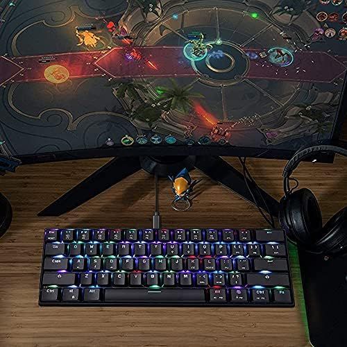  [아마존베스트]Docooler MOTOSPEED CK61 RGB Mechanical Gaming Keyboard OUTMU Blue Switches the Keyboard 61 Keys Anti-Ghosting with Backlight for Gaming Black