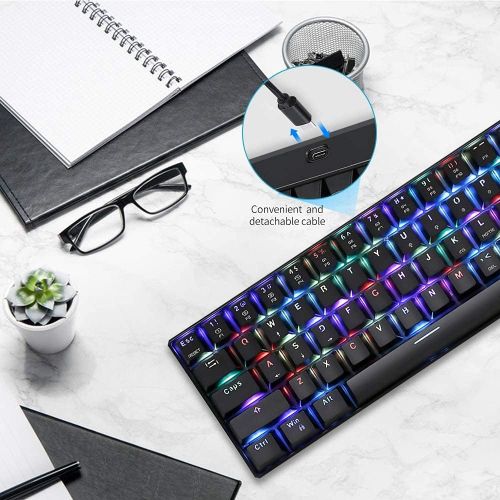  [아마존베스트]Docooler MOTOSPEED CK61 RGB Mechanical Gaming Keyboard OUTMU Blue Switches the Keyboard 61 Keys Anti-Ghosting with Backlight for Gaming Black