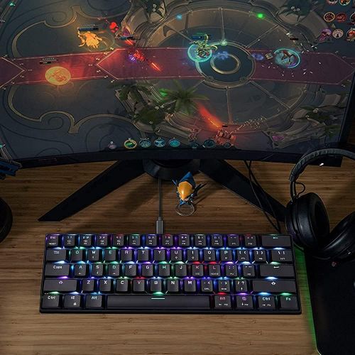  [아마존베스트]Docooler MOTOSPEED CK61 RGB Mechanical Gaming Keyboard OUTMU Blue Switches the Keyboard 61 Keys Anti-Ghosting with Backlight for Gaming Black