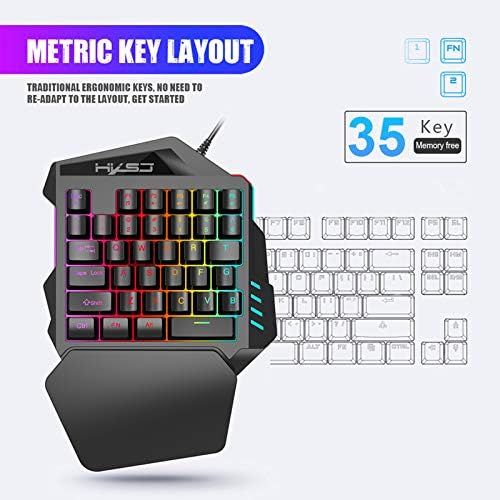  [아마존베스트]Docooler HXSJ J50 Gaming Keyboard Mouse Set, HXSJ P6 Keyboard + LED Backlight Mouse and Mouse Adapter Compatible for N-Switch / Xbox One / PS4 / PS3 / Xbox One 360