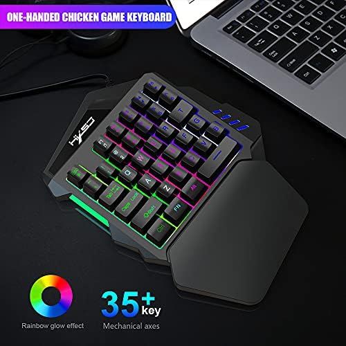  [아마존베스트]Docooler HXSJ J50 Gaming Keyboard Mouse Set, HXSJ P6 Keyboard + LED Backlight Mouse and Mouse Adapter Compatible for N-Switch / Xbox One / PS4 / PS3 / Xbox One 360