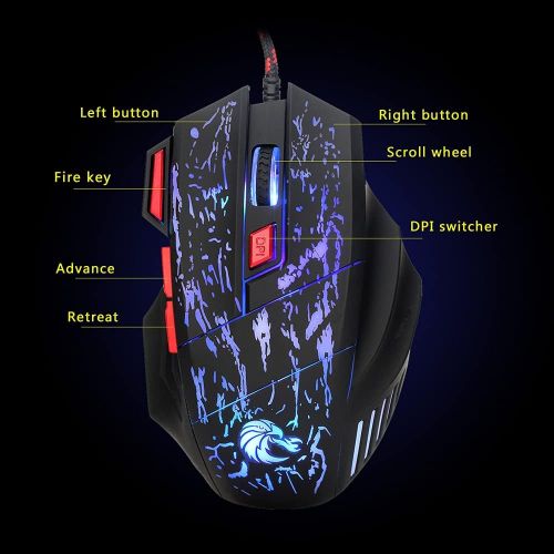  [아마존베스트]Docooler HXSJ J50 Gaming Keyboard Mouse Set, HXSJ P6 Keyboard + LED Backlight Mouse and Mouse Adapter Compatible for N-Switch / Xbox One / PS4 / PS3 / Xbox One 360