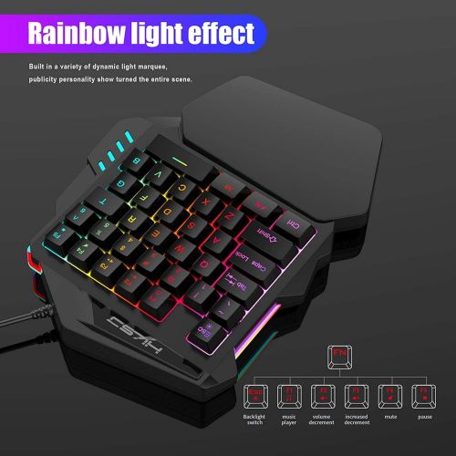  [아마존베스트]Docooler HXSJ J50 Gaming Keyboard Mouse Set, HXSJ P6 Keyboard + LED Backlight Mouse and Mouse Adapter Compatible for N-Switch / Xbox One / PS4 / PS3 / Xbox One 360