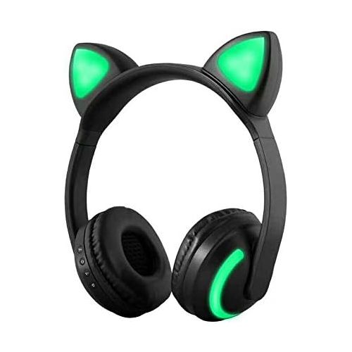  [아마존베스트]Docooler Wireless Bluetooth Headset Luminous Cat Ear Headphones Stereo Music Headphones Handsfree with Microphone Colourful Light Adjustable Headband for Desktop Laptop Tablet PC S