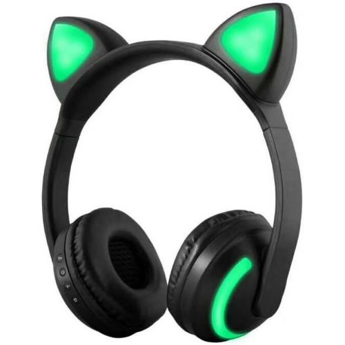  [아마존베스트]Docooler Wireless Bluetooth Headset Luminous Cat Ear Headphones Stereo Music Headphones Handsfree with Microphone Colourful Light Adjustable Headband for Desktop Laptop Tablet PC S