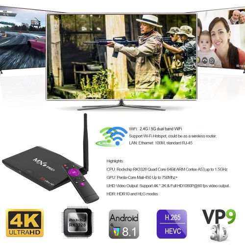  Walmeck Android 7.1 TV Box,MX9 Pro,RK3328 Quad Core 64Bit 4G32G H.265 UHD 4K VP9 HDR 3D Mini PC 2.4G5G WIFI BT 4.1 US Plug