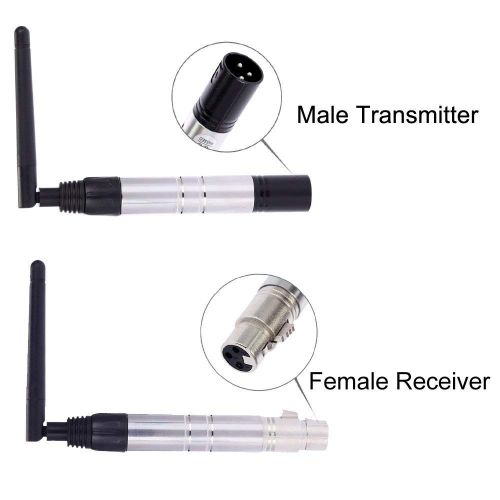  Docooler 2PCS 23DBM High Power 1000M Ultra Long Distance 2.4G ISM DMX512 Wireless Male XLR Transmitters + 9PCS Female Receiver Lighting Controller with Antenna for LED Stage PAR Ef