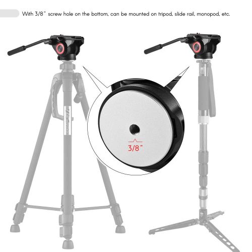  Docooler Fluid Head Hydraulic Drag Head Three-Dimensional Tripod Head 360° Panoramic Shooting with 14in & 38in Screw Mounts for Canon Nikon Sony Camera Camcorder Max Load Capacit