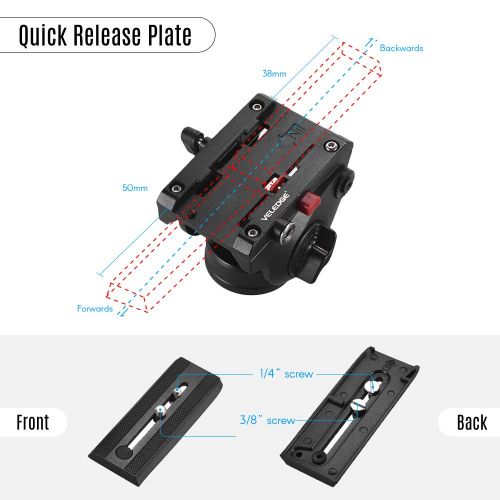  Docooler Fluid Head Hydraulic Drag Head Three-Dimensional Tripod Head 360° Panoramic Shooting with 14in & 38in Screw Mounts for Canon Nikon Sony Camera Camcorder Max Load Capacit