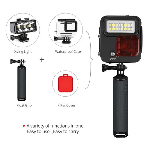  Docooler Underwater LED Fill Light, 40m Waterproof Handheld Diving Night Light 3 Brightness Modes, Quick Control for GoPro Hero 6543+ Action Sports Camera