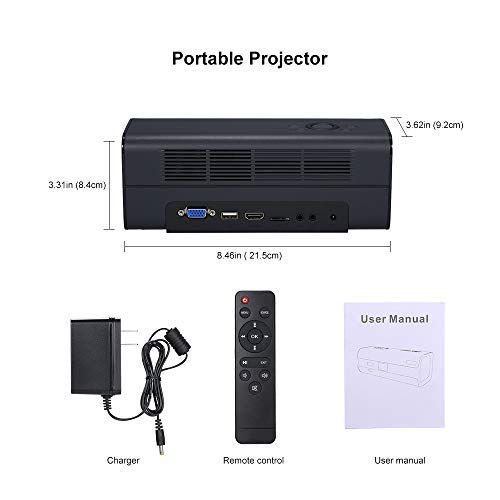  Docooler Projector Full HD DLP Portable Mini Projector with 30000 Lamp Life Side Projector for Home Theater and Entertainment Sharing Speech Movie and Exercise