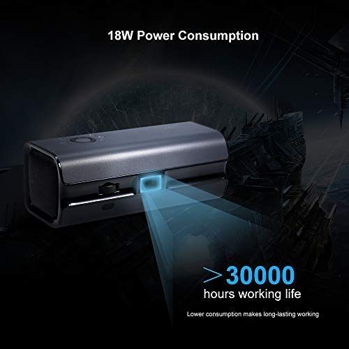  Docooler Projector Full HD DLP Portable Mini Projector with 30000 Lamp Life Side Projector for Home Theater and Entertainment Sharing Speech Movie and Exercise