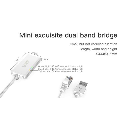  Docooler Wireless Network Card 1200M Dual Band WiFi Bridge Repeater USB Ethernet Antenna Wireless Network Adapter Receiver VONETS VAP11AC