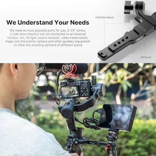  Docooler*a Gimbal Stabilizer Handle Grip Extension Bracket with Cold Shoe Mounts 1/4 Inch Threads Aluminum Alloy Compatible with DJI Ronin RSC2