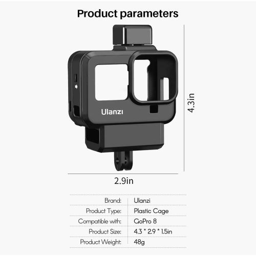  Docooler*a G8-9 Camera Video Cage Vlog Case with Microphone Cold Shoe Mount and Lens Filter Adapter Sport Camera Vlog Accessories Compatible with GoPro 8