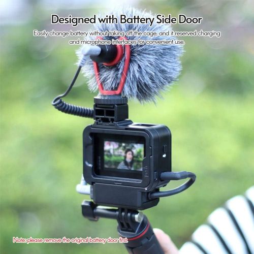  Docooler*a G8-9 Camera Video Cage Vlog Case with Microphone Cold Shoe Mount and Lens Filter Adapter Sport Camera Vlog Accessories Compatible with GoPro 8