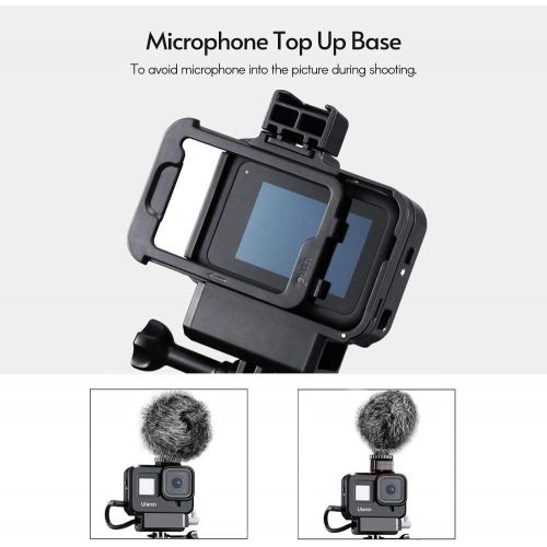  Docooler*a G8-9 Camera Video Cage Vlog Case with Microphone Cold Shoe Mount and Lens Filter Adapter Sport Camera Vlog Accessories Compatible with GoPro 8