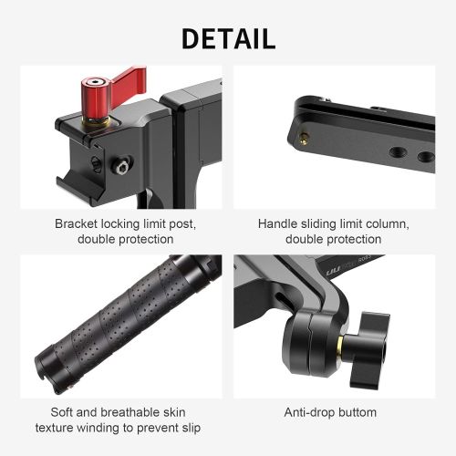  Docooler*a Gimbal Stabilizer Handle Grip Extension Bracket with Cold Shoe Mounts 1/4 Inch Threads Aluminum Alloy Compatible with DJI Ronin RSC2