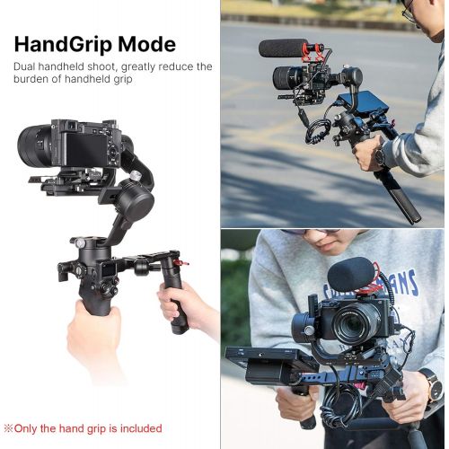  Docooler*a Gimbal Stabilizer Handle Grip Extension Bracket with Cold Shoe Mounts 1/4 Inch Threads Aluminum Alloy Compatible with DJI Ronin RSC2
