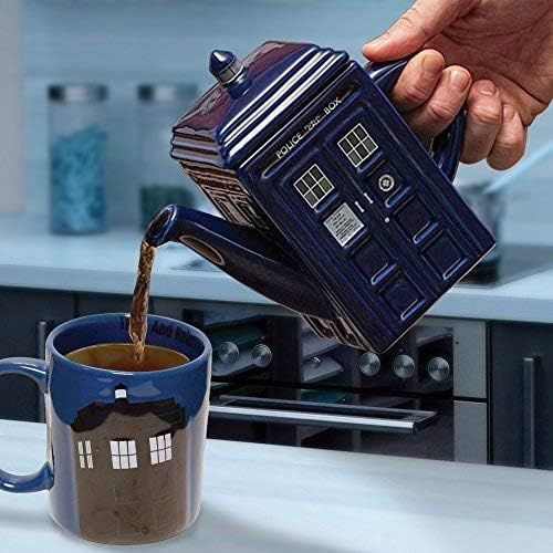  Doctor Who Teekanne Tardis aus Keramik, Mehrfarbig, 2