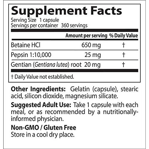  [아마존 핫딜] [아마존핫딜]Doctors Best Betaine HCI Pepsin & Gentian Bitters, Non-GMO, Gluten Free, Digestion Support, 360 Caps