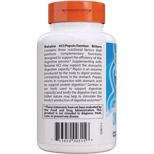  [아마존 핫딜] [아마존핫딜]Doctors Best Betaine HCI Pepsin & Gentian Bitters, Non-GMO, Gluten Free, Digestion Support, 360 Caps