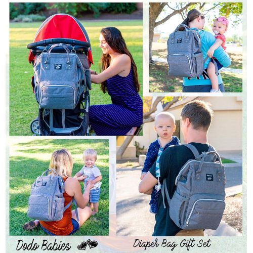  [아마존베스트]Dodo Baby Diaper Bag by Dodo Babies + 2 Pacifier Clips + Pacifier Case, Multi-Function Waterproof Maternity Nappy Bags, Travel Backpack Large Capacity Excellent Baby Shower/Registry Gift