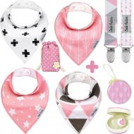 [아마존베스트]Baby Bandana BabyBandana DroolBibs by Dodo Babies For Girls + 2 Pacifier Clips + Pacifier Case in a Gift Bag, Pack...