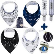 [아마존베스트]BabyBandana DroolBibs by Dodo Babies + 2 Pacifier Clips + Pacifier Case in a Gift Bag, Pack of 4 Premium Quality For Boys or Girls , Excellent Baby Shower / Registry Gift