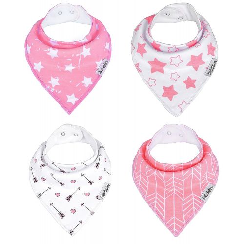  [아마존베스트]BabyBandana DroolBibs by Dodo Babies For Girls + 2 Pacifier Clips + Pacifier Case in a Gift Bag, Pack of 4 Premium Quality, Excellent Baby Shower / Registry Gift