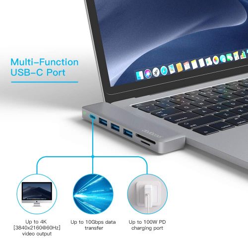  [아마존 핫딜]  [아마존핫딜]Dodocool dodocool USB C Hub, 7 in 1 Dual Typ C Hub Adapter fuer MacBook Pro 2018/2017/2016, MacBook Air 2018(4K HDMI Ausgang, SD/Micro SD-Kartenleser, 3 USB 3.0 Ports, Type C Hub kompatibel