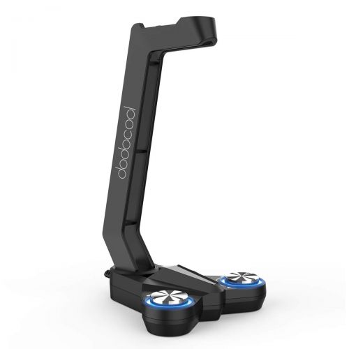  Dodocool dodocool Gaming Headphones Stand Headset Stand with EQ7.1 Surround Sound, Headset Holder, LED Lights, 2 USB Ports 3.5mm Audio Jacks and a Microphone Jack, Black