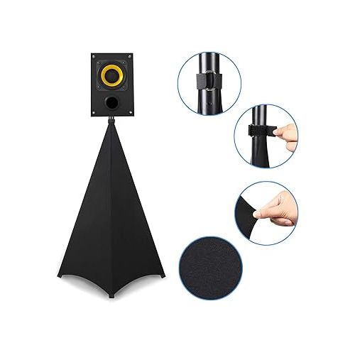  Speaker Stand Cover-DJ Bag with 360 Degree Cover, Speaker Tripod Scrim Cover for Speaker/Lighting with Free Travel Bag (Two Pack-black)