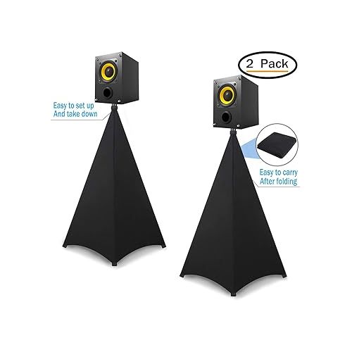  Speaker Stand Cover-DJ Bag with 360 Degree Cover, Speaker Tripod Scrim Cover for Speaker/Lighting with Free Travel Bag (Two Pack-black)