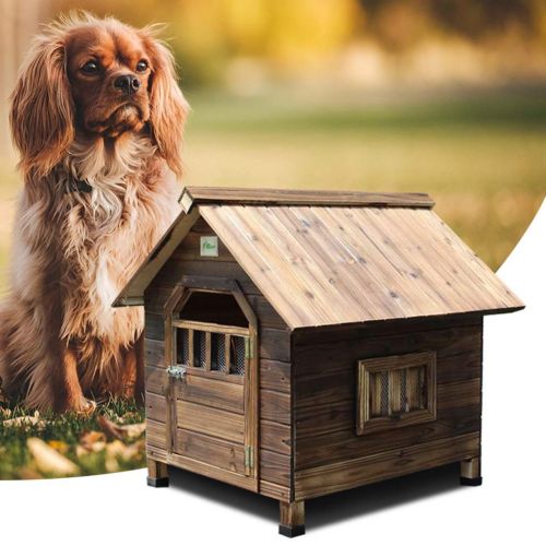  Dog Houses Indoor and Outdoor Rainproof Solid Wood with Windows Rain Cover Cotton Mat Mat Suitable for Small and Medium-Sized Pets
