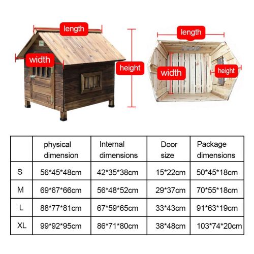  Dog Houses Indoor and Outdoor Rainproof Solid Wood with Windows Rain Cover Cotton Mat Mat Suitable for Small and Medium-Sized Pets