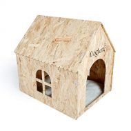 DogLemi Eco Friendly Nature Wooden Dog Cat Pet House Cave Bed - Indoor or Outdoor Use